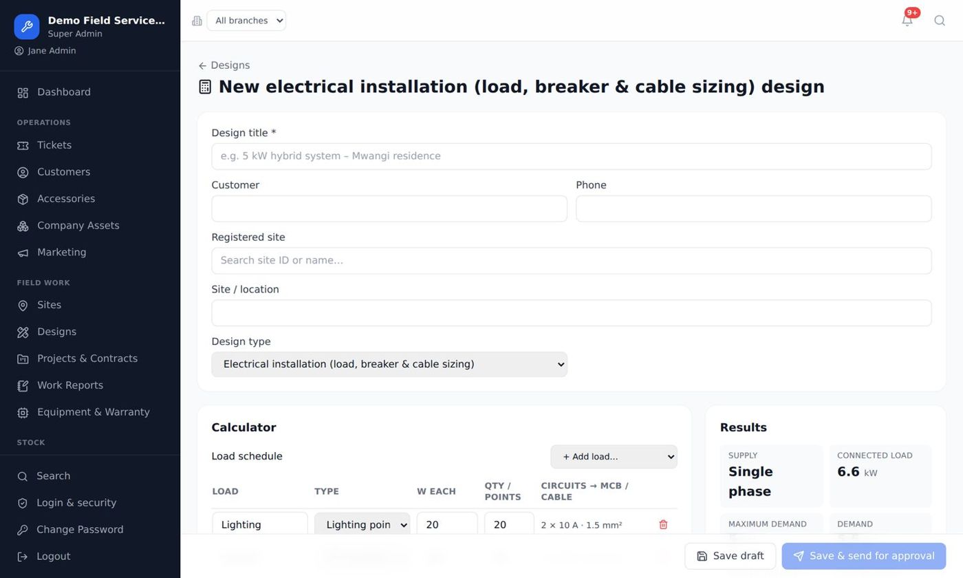Electrical installation design calculator
